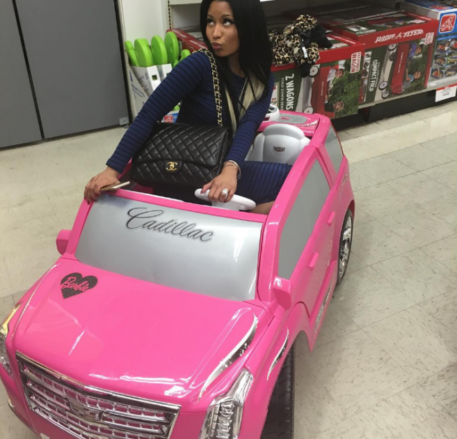 One of the craziest cars from Nicki Minaj’s Instagram is this pink toy Cadillac Escalade