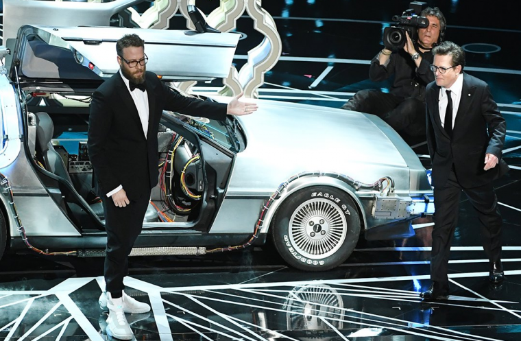 Seth Rogen Michael J. Fox DeLorean Oscars