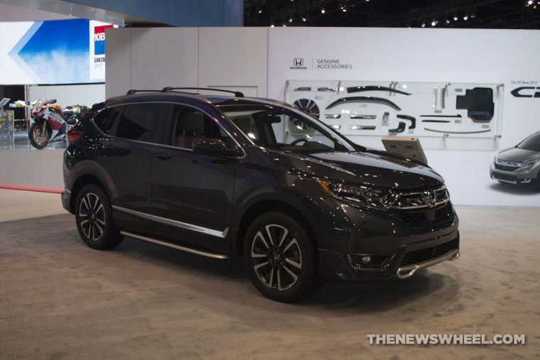 The 2017 Honda CR-V has a starting MSRP of $24,045 and earns up to 32 mpg on the highway