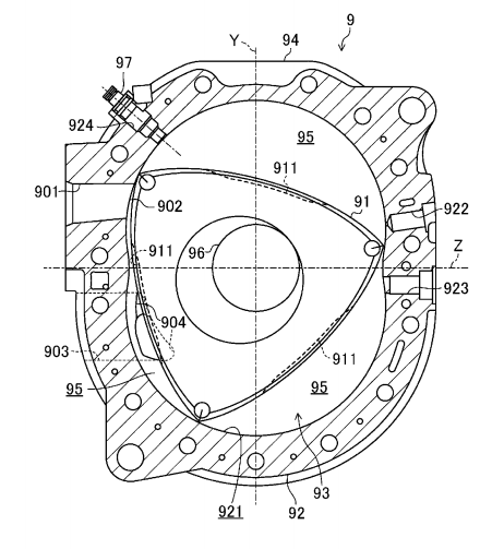 Mazda rotary stop/start system patent drawing