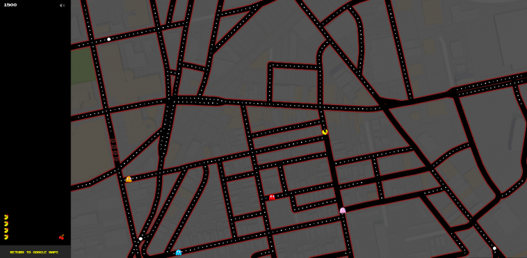 Google Maps Ms. Pac Man