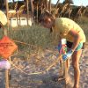 Sea Turtle Specialist, Leah Schwartzentruber, and Park Ranger, John Greider, marking and protecting habitats