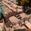 Overhead Race Shot in Hey Ma Music Video