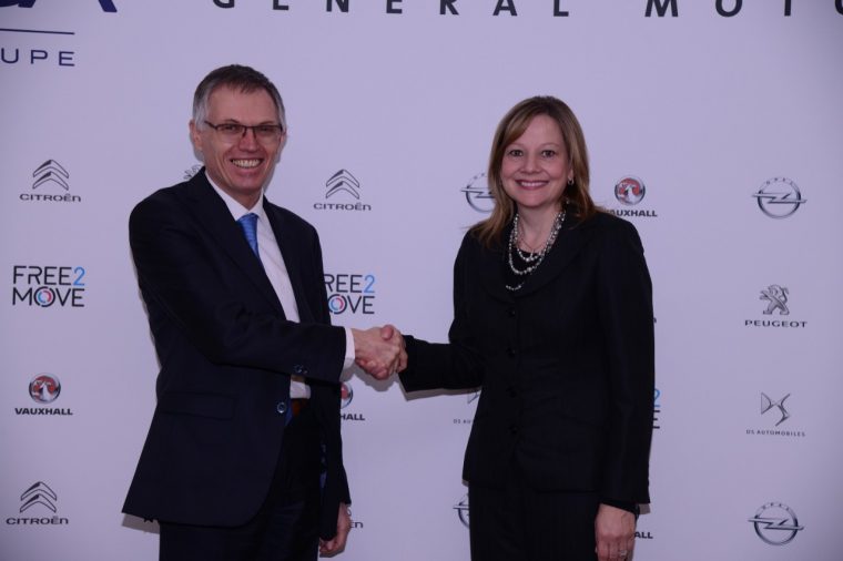 Carlos Tavares, chairman of the Managing Board of PSA, and Mary Barra, General Motors CEO