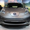 front view of a silvery grey 2017 Nissan Leaf