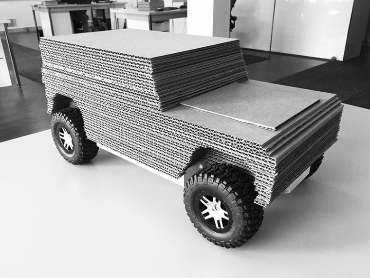 Cardboard Bollinger Truck model