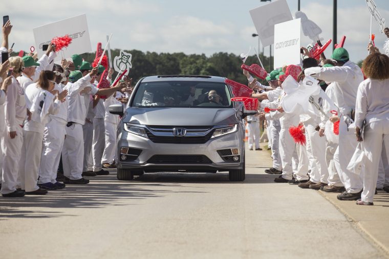 Associates at Honda Manufacturing of Alabama celebrate the start of production of the all-new 2018 Honda Odyssey.