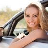 young woman in car