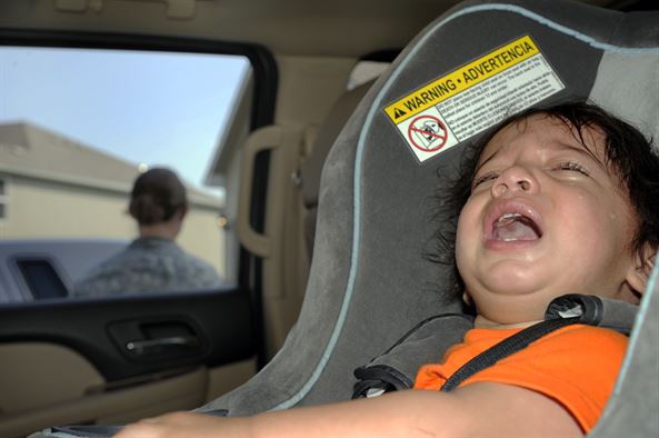 toddler crying in car