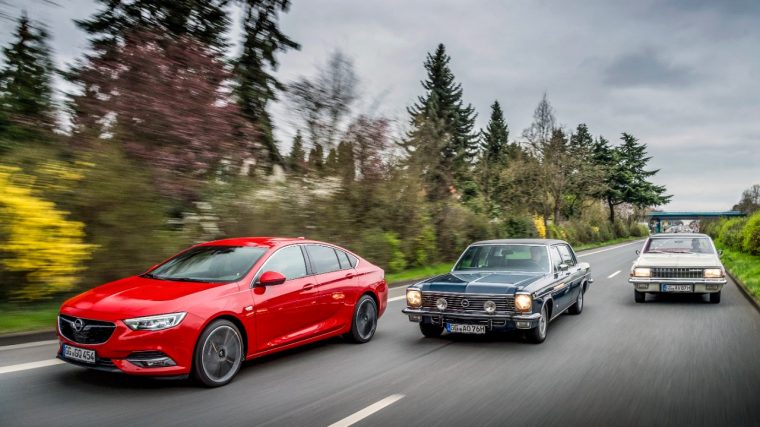 2017 Opel Insignia Grand Sport, 1976 Opel Diplomat B V8 extended wheelbase, and 1966 Opel Admiral A V8 