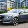 Opel Insignia test car in front of Opel headquarters in Rüsselsheim