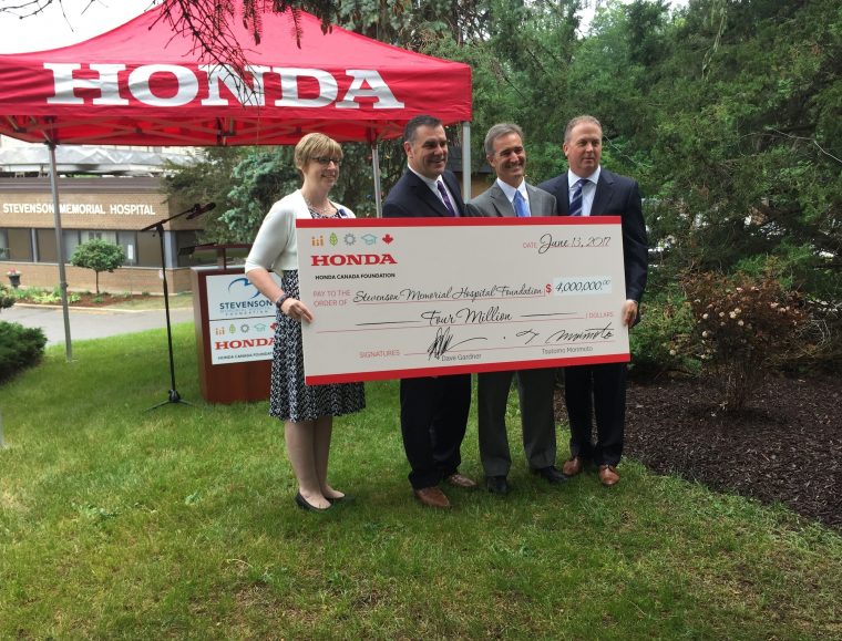 Honda Canada Foundation donates money to the Stevenson Memorial Hospital Foundation