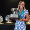 Freshman Olympian Katie Ledecky of the Stanford University Swimming & Diving team was named the Collegiate Woman Athlete of the Year and presented with the prestigious Honda Cup during the Collegiate Women Sports Awards (CWSA) show. As presenting sponsor, Honda has supported women’s athletics programs for more than 30 years. (Photo credit: Andrew Villa)