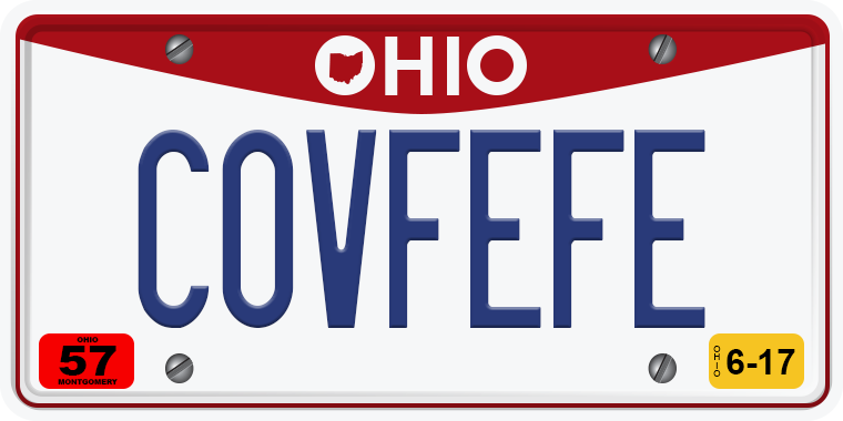 TNW Funny hilarious vanity license plate messages COVFEFE