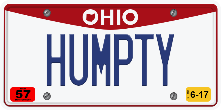 TNW Funny hilarious vanity license plate messages HUMPTY