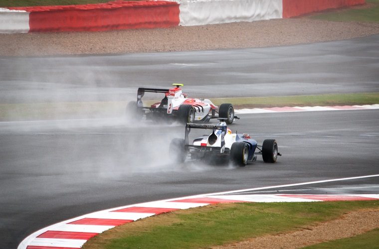 GP3 cars in the rain