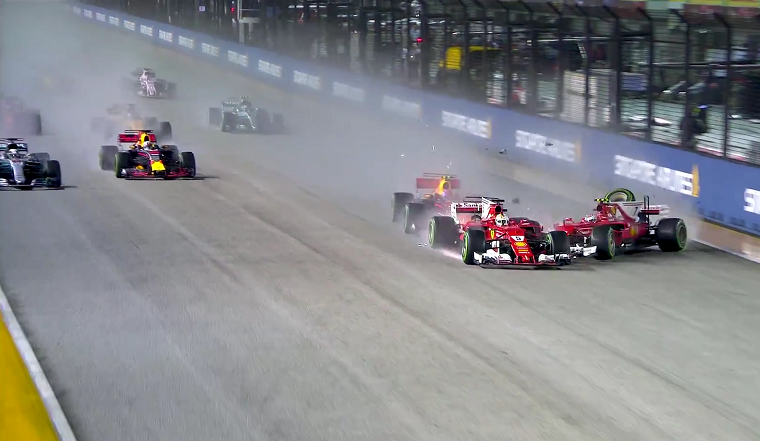 The two Ferraris collide