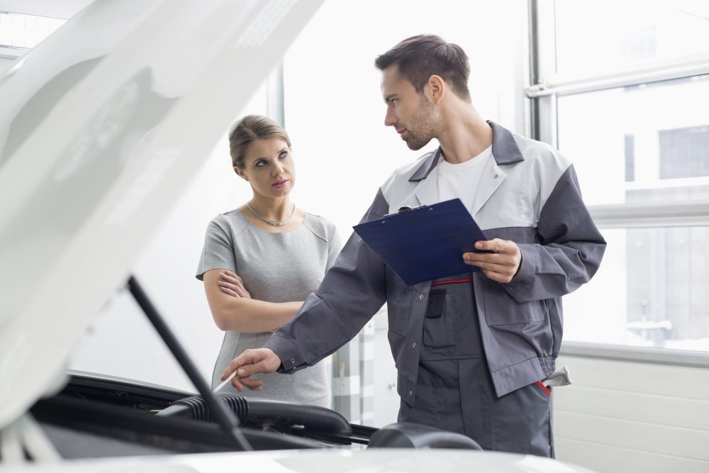 car mechanic and customer