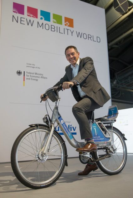 Steven Armstrong on a FordPass Bike at IAA