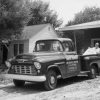 1955 Chevrolet 3200 Series half-ton pickup with 265-cubic-inch (4.3L) V-8 engine, rated at 162 horsepower and 257 lb-ft of torque.