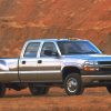 2001 Chevrolet Silverado HD one-ton pickup with Duramax 6.6L turbo-diesel V-8 engine, rated at 520 lb-ft of torque.