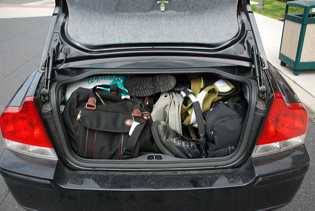 packed trunk road trip