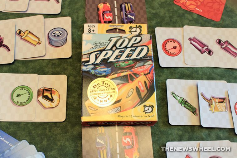 Top Speed car racing two-player card game Gamewright review automotive car theme buy