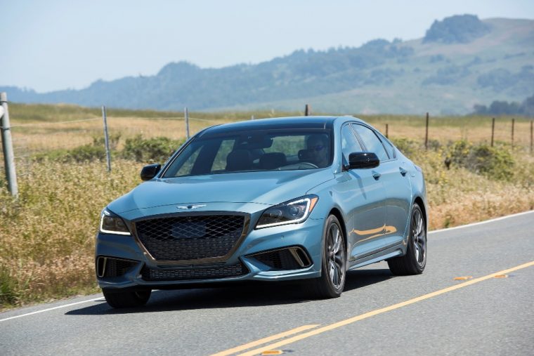 2018 Genesis G80 Sport sedan model overview details exterior photo body driving