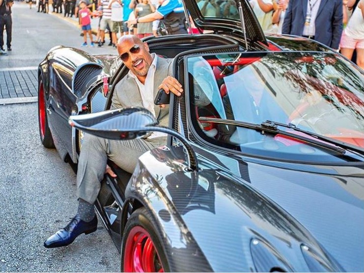 Rock Dwayne Johnson Instagram cars celebrity pictures driving Ballers Pagani Huayra