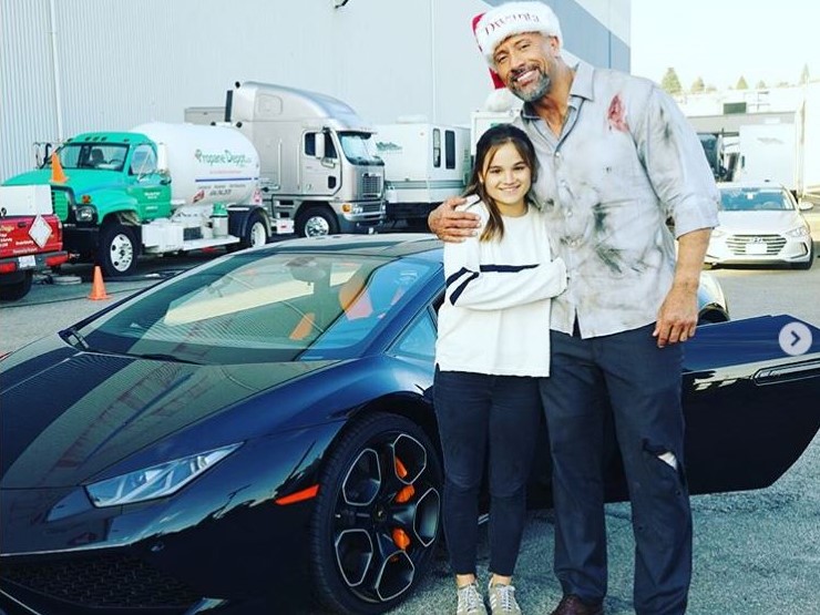 Rock Dwayne Johnson Instagram cars celebrity pictures driving Skyscraper Lamborghini Huracan