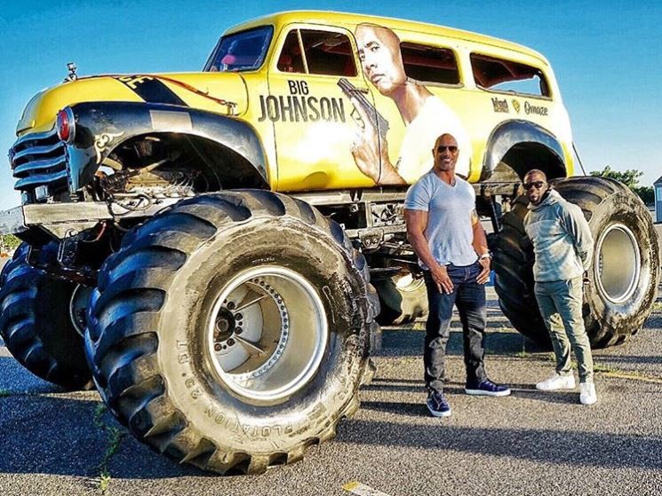 Rock Dwayne Johnson Instagram cars celebrity pictures driving central intelligence monster truck