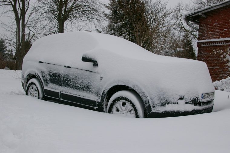 snowy car