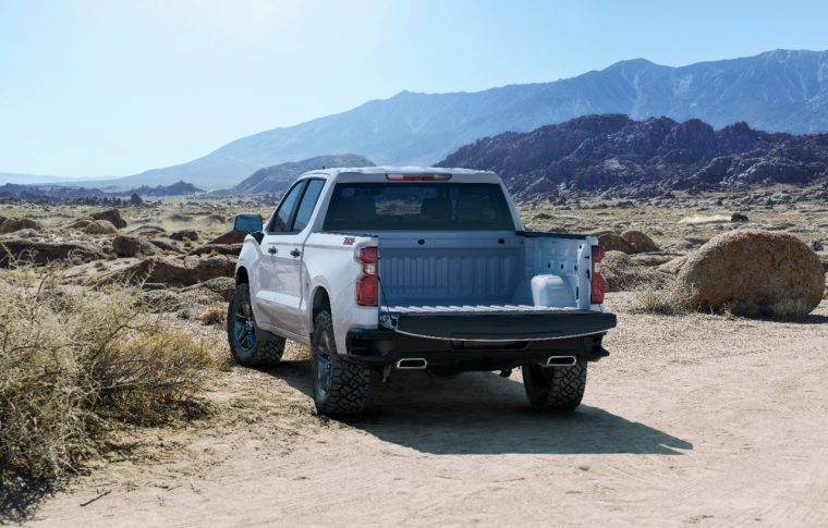 The all-new 2019 Silverado Custom Trailboss (new trim for 2019) adds off-road equipment to the Custom, including a 2-inch suspension lift and the Z71 Off-Road Package with a locking rear differential, skid plates, Rancho shocks, 18-inch wheels and Goodyear Duratrac off-road tires.