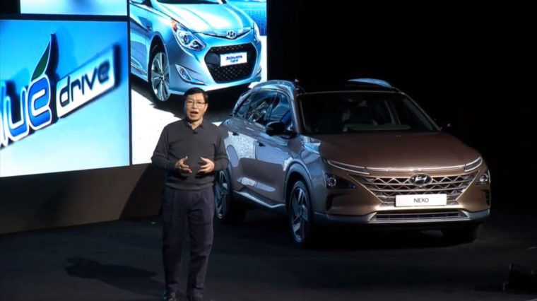 Hyundai NEXO fuel cell vehicle crossover new model release reveal CES Show 2018 (1)