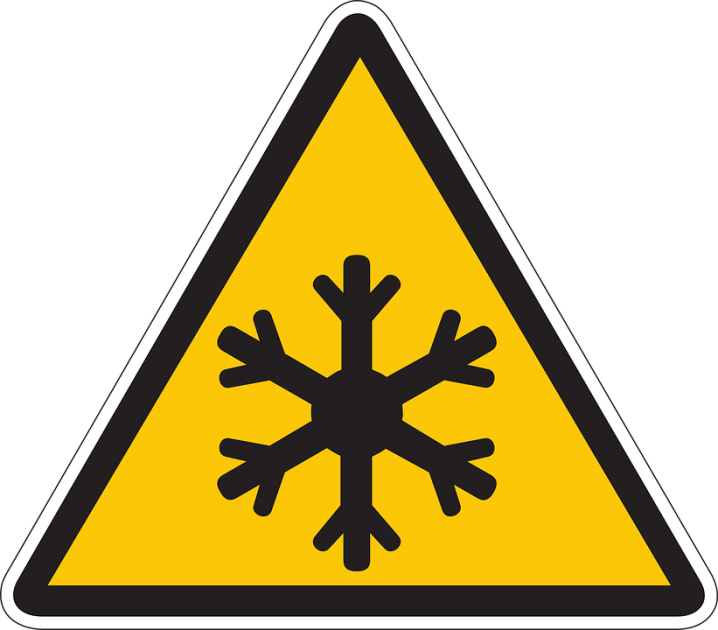 snow caution sign