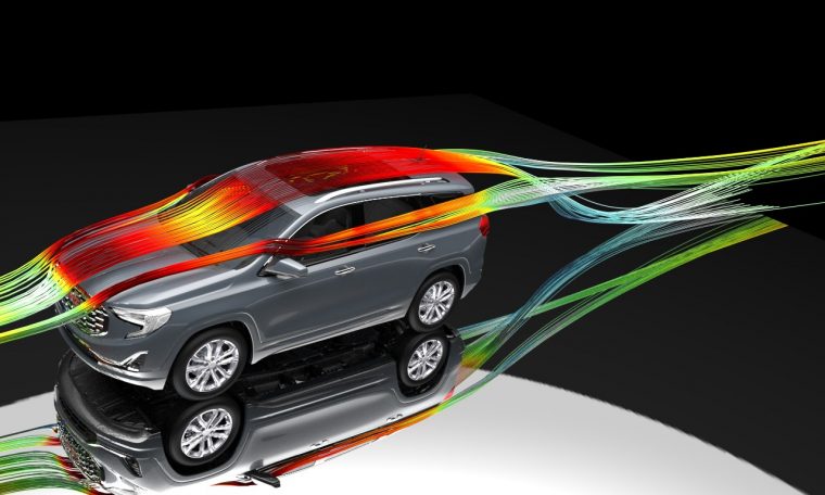 GMC Aerodynamicists use computational fluid dynamic tools to analyze the airflow around the vehicle. By minimizing the aerodynamic drag, Terrain customers can expect up to 3 more miles per gallon compared to the previous generation, for an EPA-estimated 26 mpg combined for AWD models.