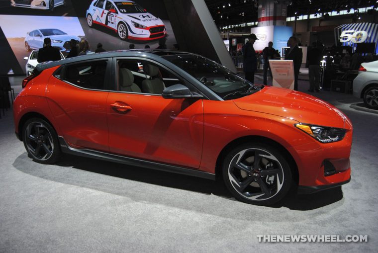 2019 Hyundai Veloster Turbo orange sports car hatchback redesign Chicago Auto Show (1)