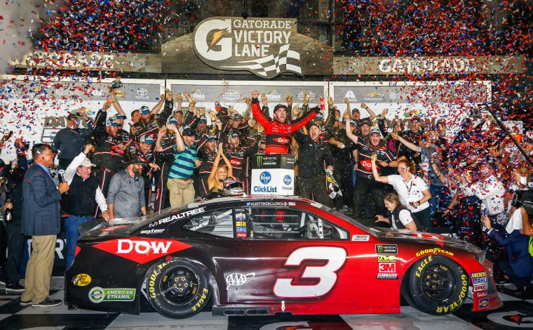 Austin Dillon celebrates Daytona victory