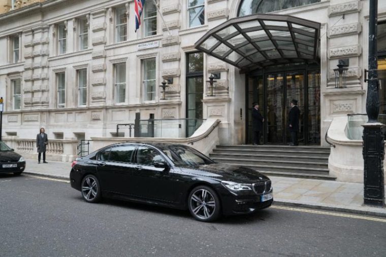 BMW 7 Series in Red Sparrow movie Jennifer Lawrence spy film black car (7)