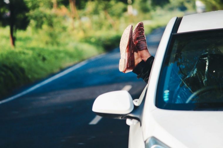 Road Trip Feet Out Window