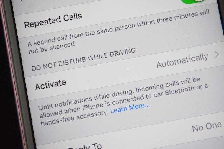 Do Not Disturb While Driving iPhone Setting