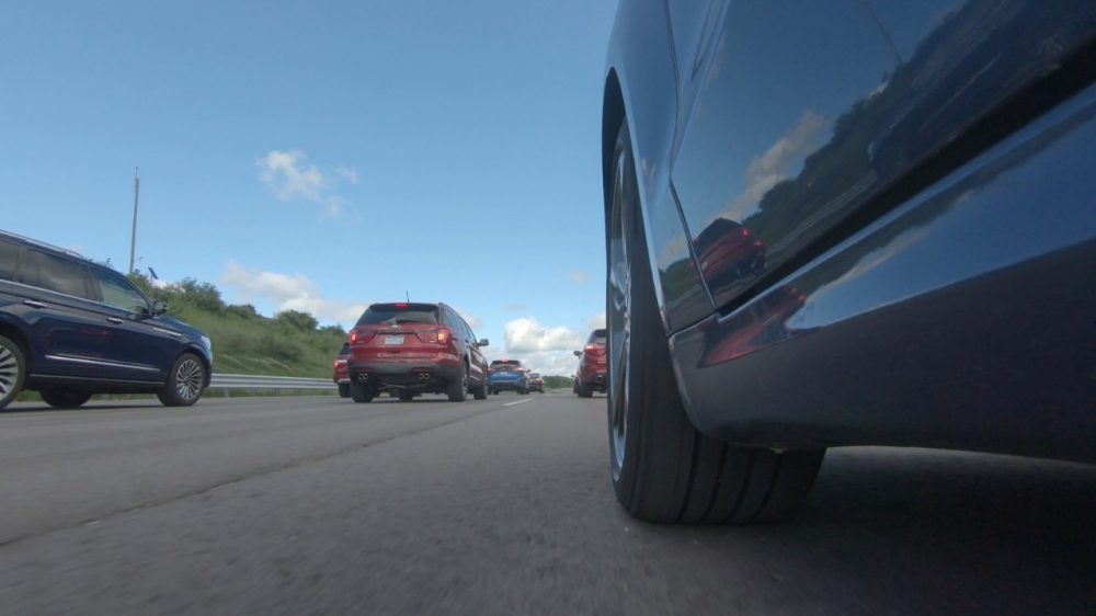 Low angle view of cars on road