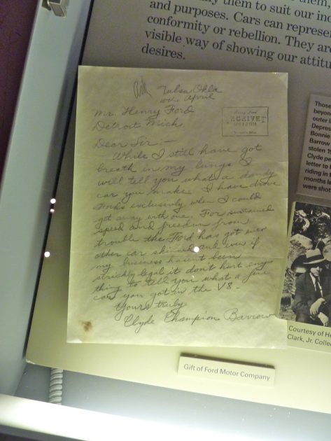 Clyde Barrow's letter to Ford