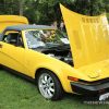 1980 Triumph TR8 yellow sports car hood pop British display