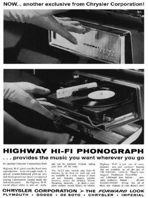 Chrysler Highway Hi-Fi record player music car vinyl advertisement ad