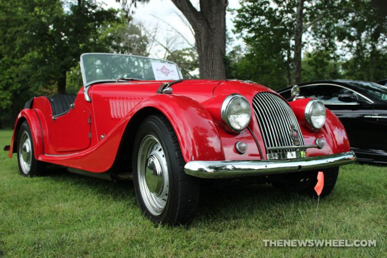 Morgan Plus Four Dayton British Car Day cruise show red classic convertible UK