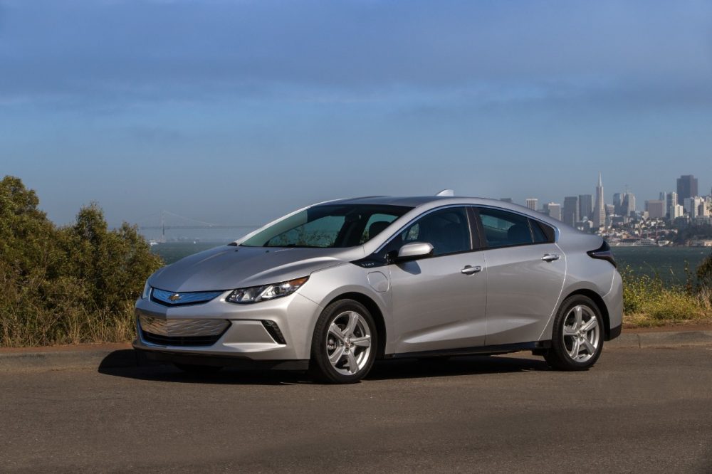 The 2019 Chevrolet Volt in front of a city