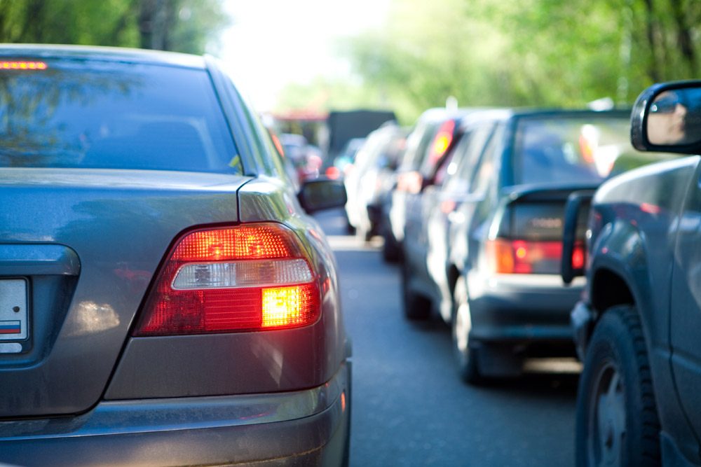 cars stuck in traffic