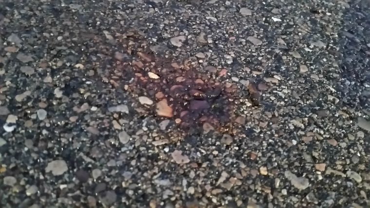 Rust Colored Orange Stains on Concrete meteor strikes minerals