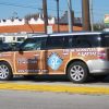 ford flex with wood stickers advertisement